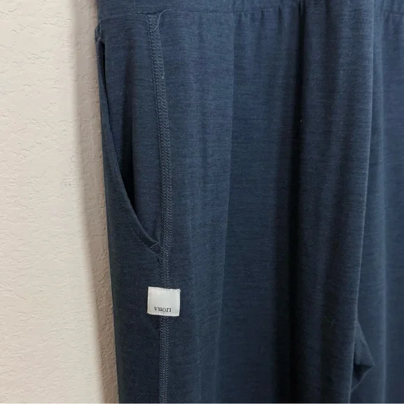 Vuori Lux Romper Racerback Sleeveless Jumpsuit in Ink Heather Blue